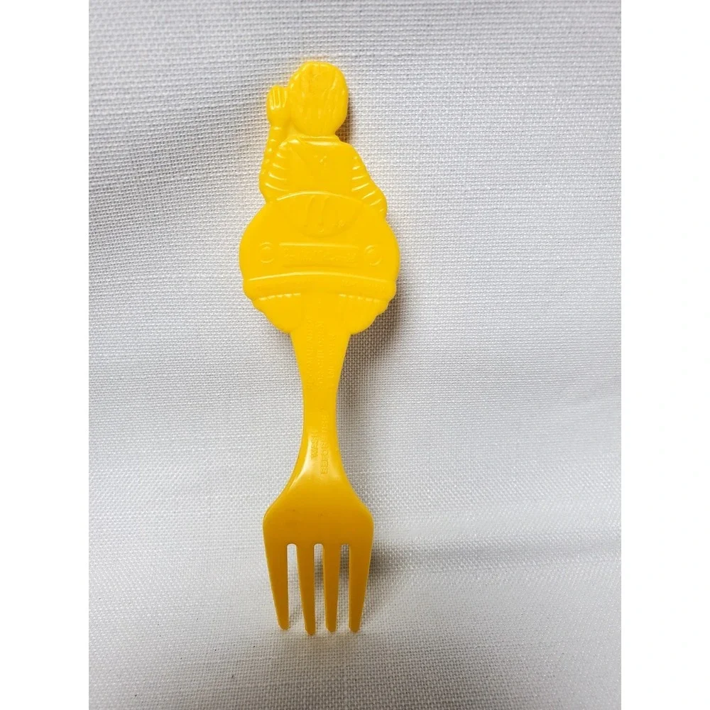 Vintage 1986 McDonald's Ronald McDonald Kids Fork‎ Yellow Plastic Happy Meal...